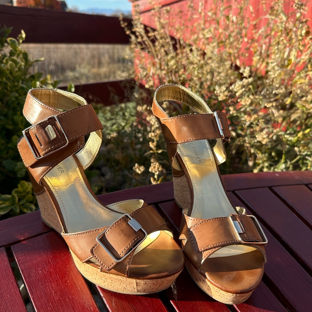 Brown Wedge Sandals Marc Fisher size 8